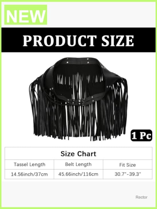 PU Leather Wide Tassel Waist Belt for Women Fringe Skirt Belt Vintage main image 6